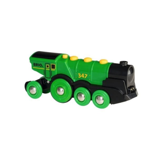 BRIO World - 33593 - Kraftfull grön lokomotiv med batterier - Träleksak