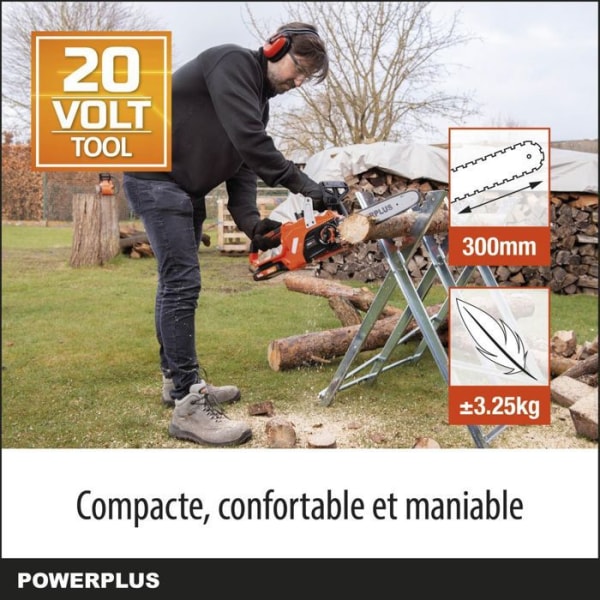 PowerPlus Dual Power PowDPG7570 - 20 V batterisåg, 300 mm guide, utan batteri eller laddare