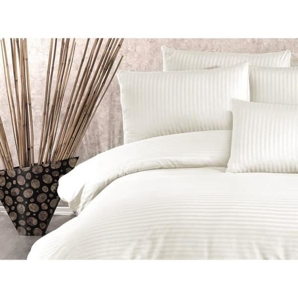 Bäddset - 1 påslakan 220 x 240 cm + 2 örngott 60 x 60 cm - 70% polyester, 30% bomull - Krämfärgad