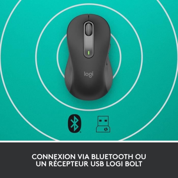 Logitech Signature M650 L trådlös mus - vänster - för stora händer, tyst, Bluetooth, programmerbara knappar - grafit