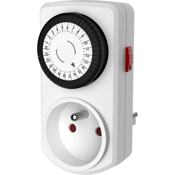 Kompakt mekanisk timer - GAO - 3680W programmerare - 16A - 96 kopplingscykler/dag - Vit