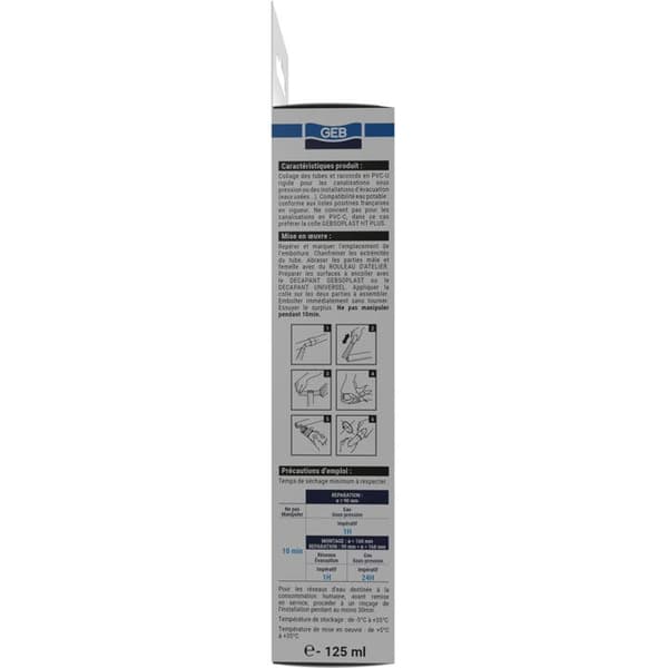 Gebsoplast Gel Plus PVC-lim - GEB - För styva PVC-tryck- och dräneringssystem - 125 ml