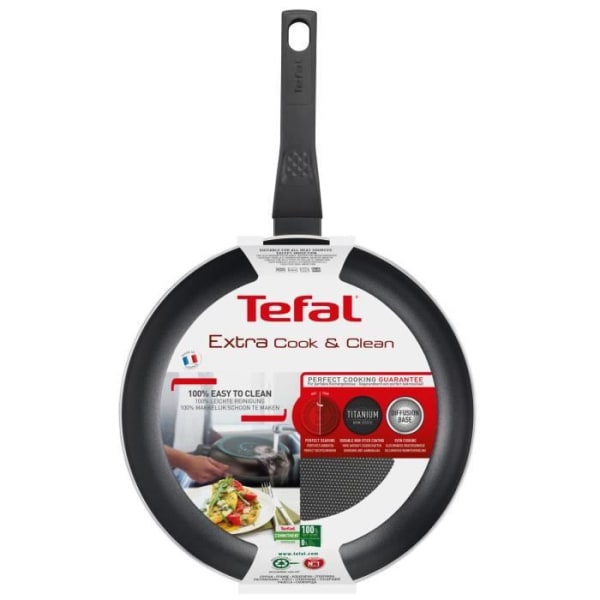TEFAL B5540602 Easy Cook&amp;Clean Stekpanna 28 cm, Non-stick, Alla värmekällor utom Induktion, Termosignal, Hälsosam matlagning, Made in France