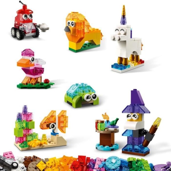LEGO Classic 11013 Kreativa Transparent tegelstenar byggnadsuppsättning med djur för barn