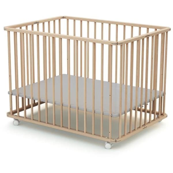 Rektangulär hopfällbar lekhage - WEBABY - CALI - 70 x 100 cm - Upp till 24 månader - Rå bok
