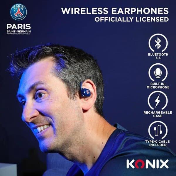 Konix PSG Trådlösa Sporthörlurar - 16,2 mm Element - 10 m Räckvidd - 12 timmars Batteritid - Bluetooth 5.3 - Blå