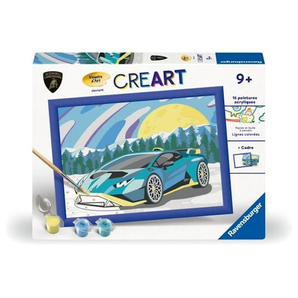 CreArt Kids 18x24cm Lamborghini, Paint by Numbers Kit, Art Number, Ages 7+, 25842, Ravensburger