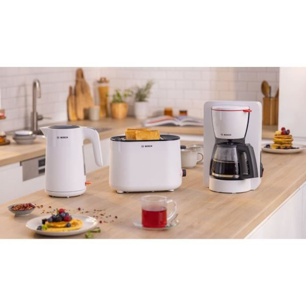 Filterkaffebryggare - BOSCH - TKA2M111 MyMoment - Vit - Kapacitet 1,25L - glaskanna - anti-droppsystem