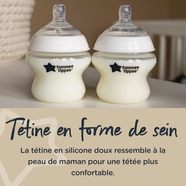 TOMMEE TIPPEE - Förpackning med 6 Closer to Nature-flaskor - Anti-kolik ventilspene - 260ml - Flerfärgad