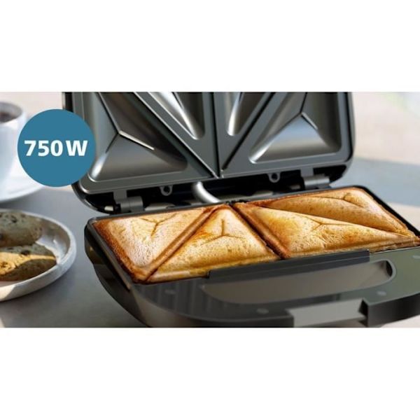 Smörgåsmaskin - PHILIPS - HD2331/90 - 750 W - Triangulära tallrikar - Svart