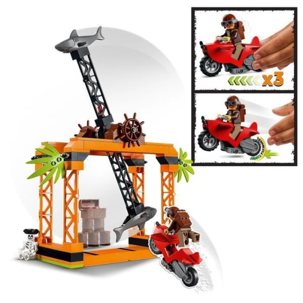 LEGO 60342 City Stuntz Stunt Challenge: Shark Attack, Motorcykel Stunt Äventyrsleksak för 5-åringar, presentidé