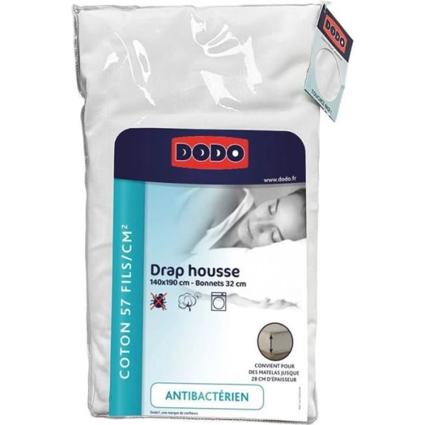 Dodo - Antibacteriens - White - 140x190 cm Cover Draf - Bonnet 32 ??cm