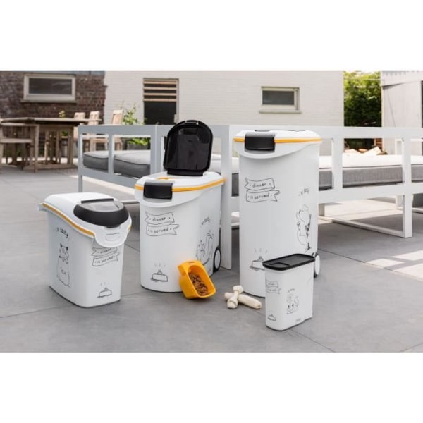 CURVER Torrfoderbehållare 54 L / 20 kg - Middag husdjur - Vit - 49,3 x 27,8 x 60,5 cm - För hundar