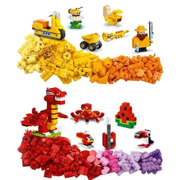 LEGO Classic 11020 byggset, låda med klossar för att skapa ett slott, tåg, etc.