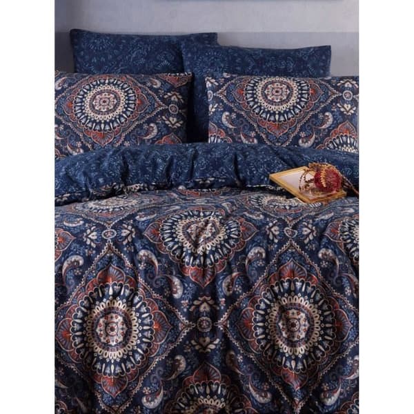 Bäddset - 1 påslakan 220 x 240 cm + 2 örngott 60 x 60 cm - 65% bomull, 35% polyester - Blå