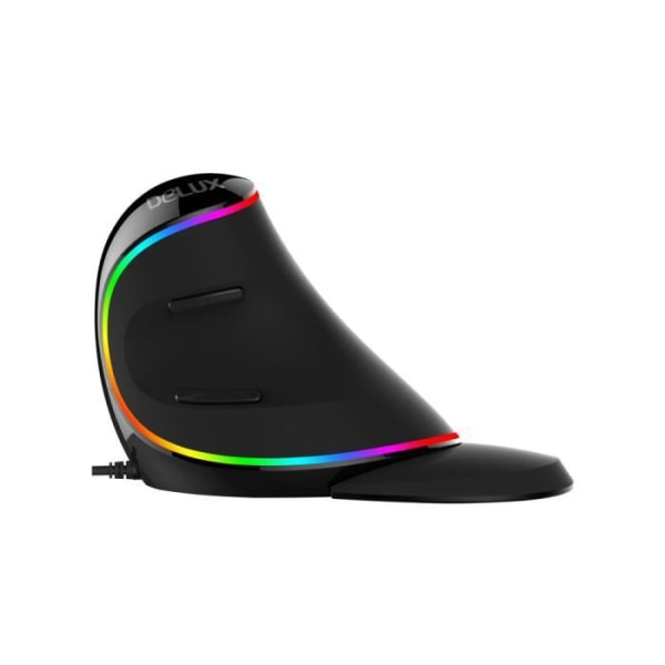 DELUX Vertical Mouse Ergo Svart - Trådlös - RGB