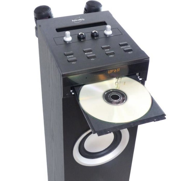 Inovalley HP49CD - Bluetooth ljudtorn - CD-spelare och karaokefunktion - 100W - FM-radio - USB-port - Aux-ingång - Svart