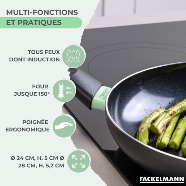 Set med 2 stekpannor - FACKELMANN - Brandao - Keramisk non-stick - 24 och 28 cm