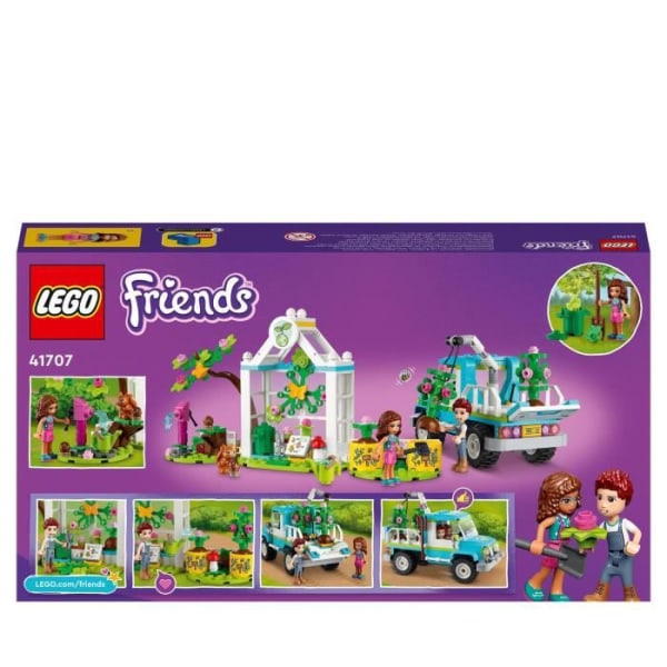 LEGO 41707 Friends The Tree Planting Lastbil, Byggleksaksträdgård och bil med minifigurer, Set Barn +6 år