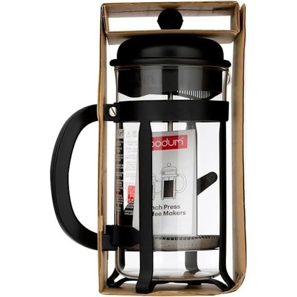 French press-kaffebryggare - BODUM - 1908-01 - Svart - Borosilikatglas - Rostfritt stål