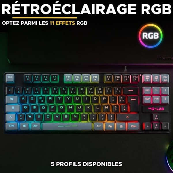 Speltangentbord - The G-Lab - KEYZ CESIUM - RGB - Svart & Grå - TKL