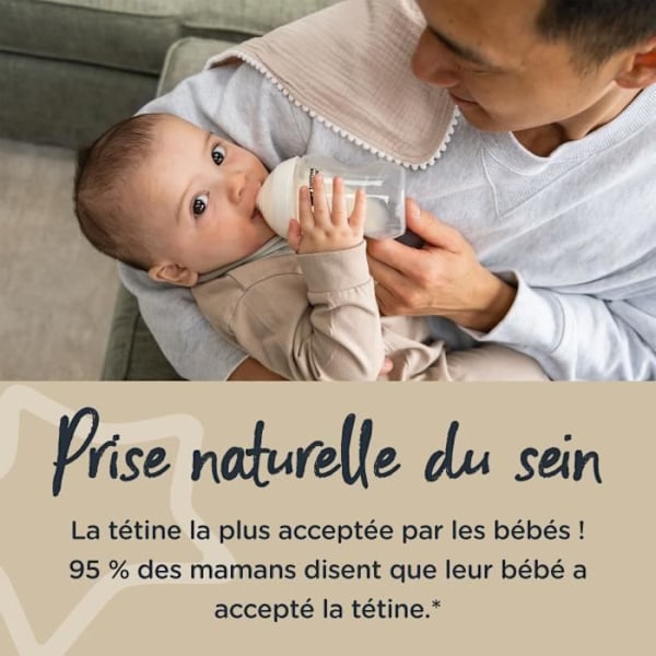 TOMMEE TIPPEE - Förpackning med 6 Closer to Nature-flaskor - Anti-kolik ventilspene - 260ml - Flerfärgad