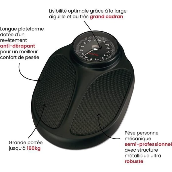 Pese Mechanical Person Terraillon - Semi -Professional, Non -Slip, Large Dial, 160kg Max - Tpro Plus Model