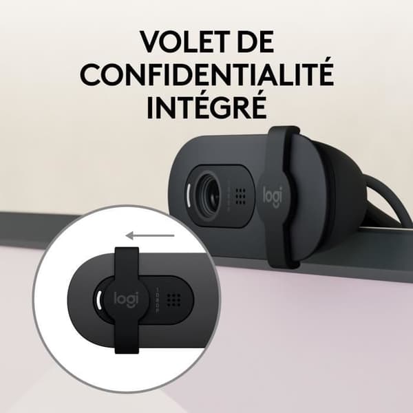 Webbkamera - Full HD 1080p - LOGITECH - Brio 100 - Integrerad mikrofon - Grafit - (960-001585)