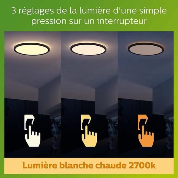 Philips ledde Superslim - 15W - IP54 - Svart