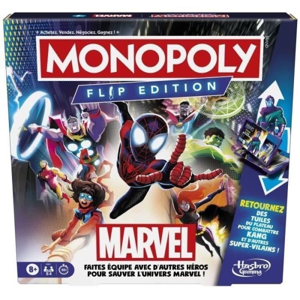 Monopoly Flip Edition: Marvel, Brädspel, Ages 8