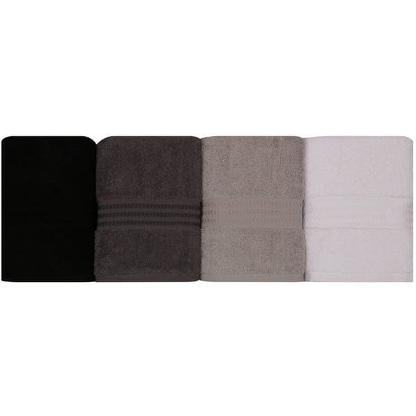 Set med 4 handdukar - 50 x 90 cm - Vit, Grå, Antracit, Svart
