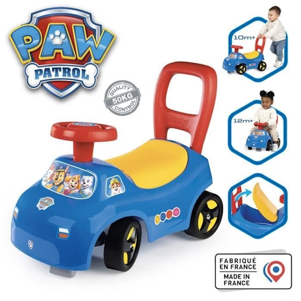 Smoby - 2 i 1 barnvagn - Paw Patrol - Box under sadeln + horn - Från 10 månader - Tillverkad i Frankrike
