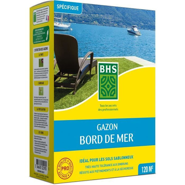 Gräsmatta - BHS - Seaside Lawn 3 kg | Resistent mot vind, torka och salt | Vacker, attraktiv och robust sommargräsmatta.