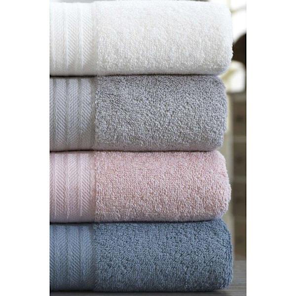 Set med 4 handdukar - 50 x 85 cm - Vit, Grå, Rosa, Blå