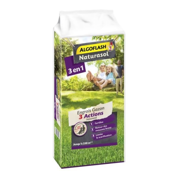 ALGOFLASH NATURASOL Gräsmatta AG3BIO250 3 Actions Naturanid - 10 kg