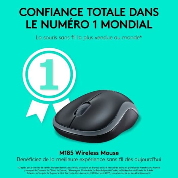 Logitech trådlös optisk mus - M185 Röd