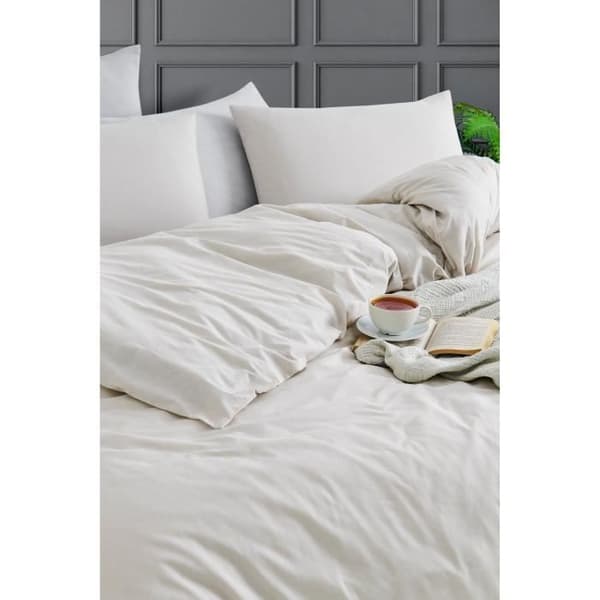 Bäddset - 1 påslakan 220 x 240 cm + 2 örngott 60 x 60 cm - 70% bomull, 30% polyester - Beige
