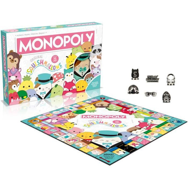 Monopol Squishmallows - Brädspel - VINNANDE RÖRELSER - Monopol med Squishmallows mjuka leksaker.