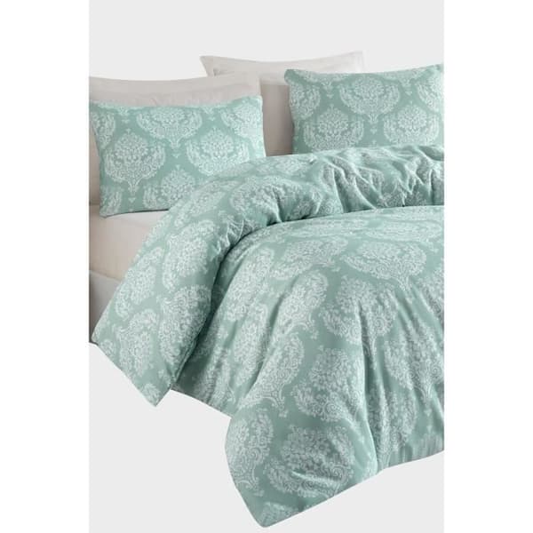 Bäddset - 1 påslakan 220 x 240 cm + 2 örngott 60 x 60 cm - 65% bomull, 35% polyester - Grön