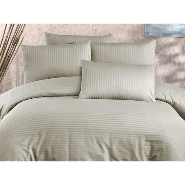 Bäddset - 1 påslakan 220x240 cm + 2 örngott 60x60 cm - 80% bomull, 20% polyester - Cappuccino