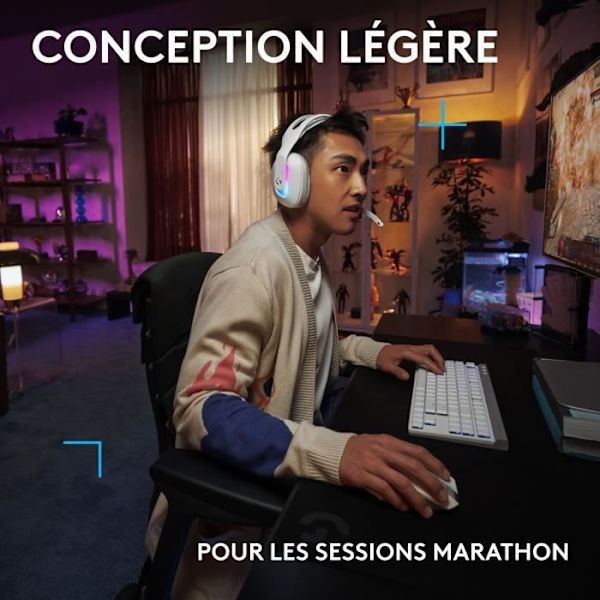 Gamingheadset - trådlöst - Logitech G - G522 - Lightspeed - Vit