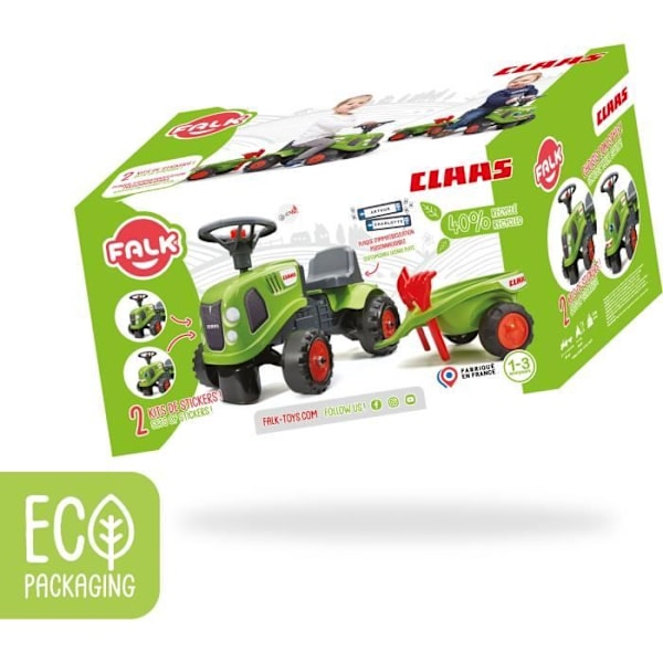 FALK - 212C - Claas traktorbärare med släp, spade och kratta