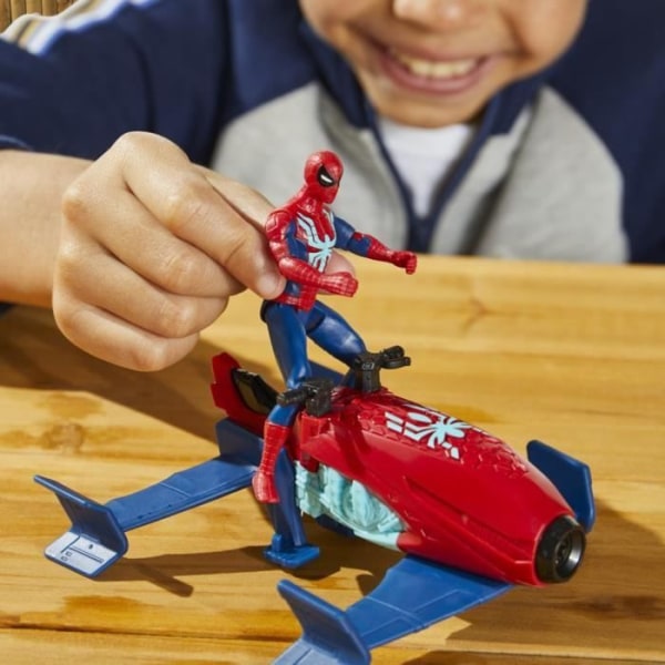 Spider-Man Hydro-Jet box set, 10 cm figur med fordon, superhjälteleksaker för barn från 4 år och uppåt