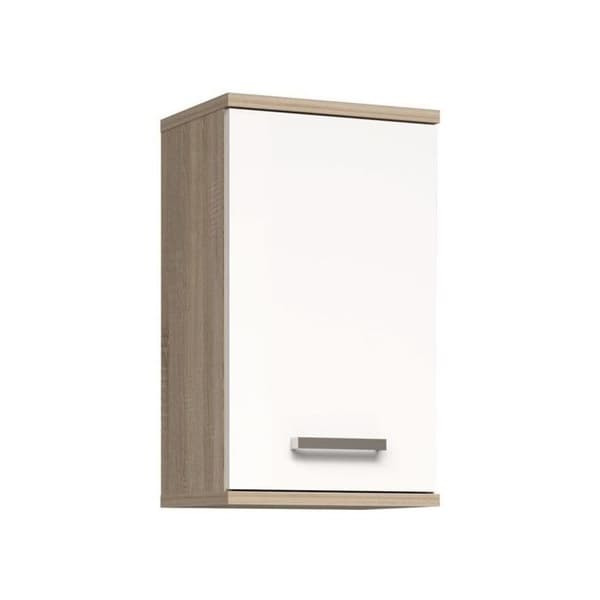 Väggmonterat skåp - Vit / Sonoma Ek - 1 dörr - Badrumsmöbel - 68,8 x 29 x 40,2 cm