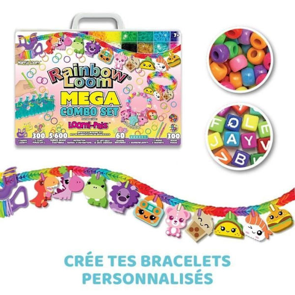 Bandai - Rainbow Loom Mega Combo Set - Armbandstillverkning - Vävstol med 5600 resårer - Berlocker och pärlor - CD00101