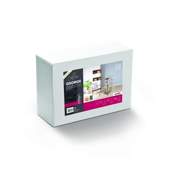 CatElite - GEORGE II Cat Tree - 40 x 40 x 79 cm - MDF träplattform med sisalstolpe