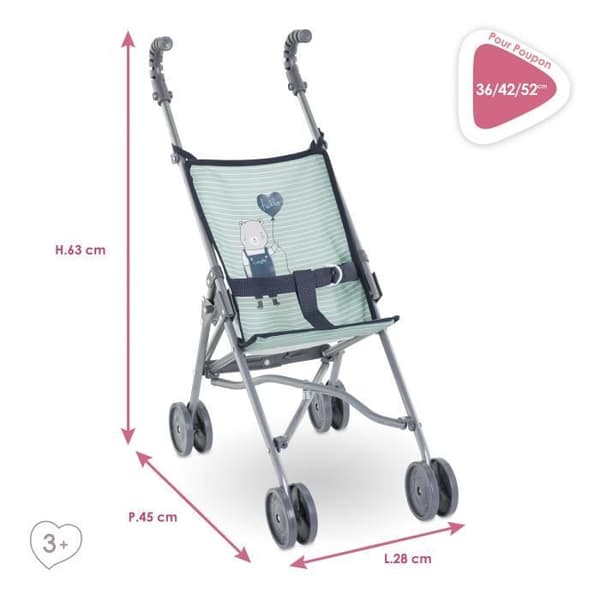 Paraplyvagn - COROLLE - Sage - Lätt - Hopfällbar - För 36/52 cm bebisar