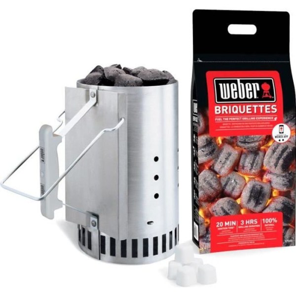 WEBER Rapidfire-tändningskorstensats - Med 2 kg briketter + 6 eldstartkuber