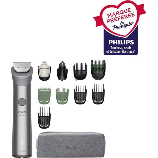 11-i-1 Vattentät Multifunktionsgräsklippare - PHILIPS - Serie 5000 MG5941/15 - 120 min - Sladdlös - Ljusgrå