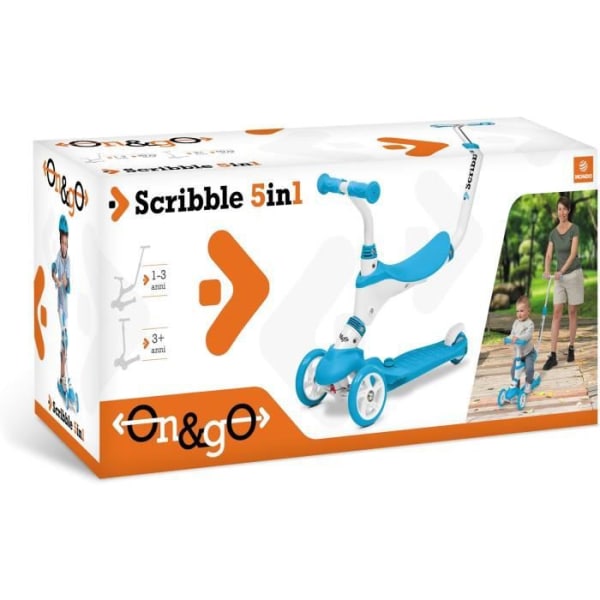 MONDO Scooter On and Go Scribble 5 in 1 - Blue